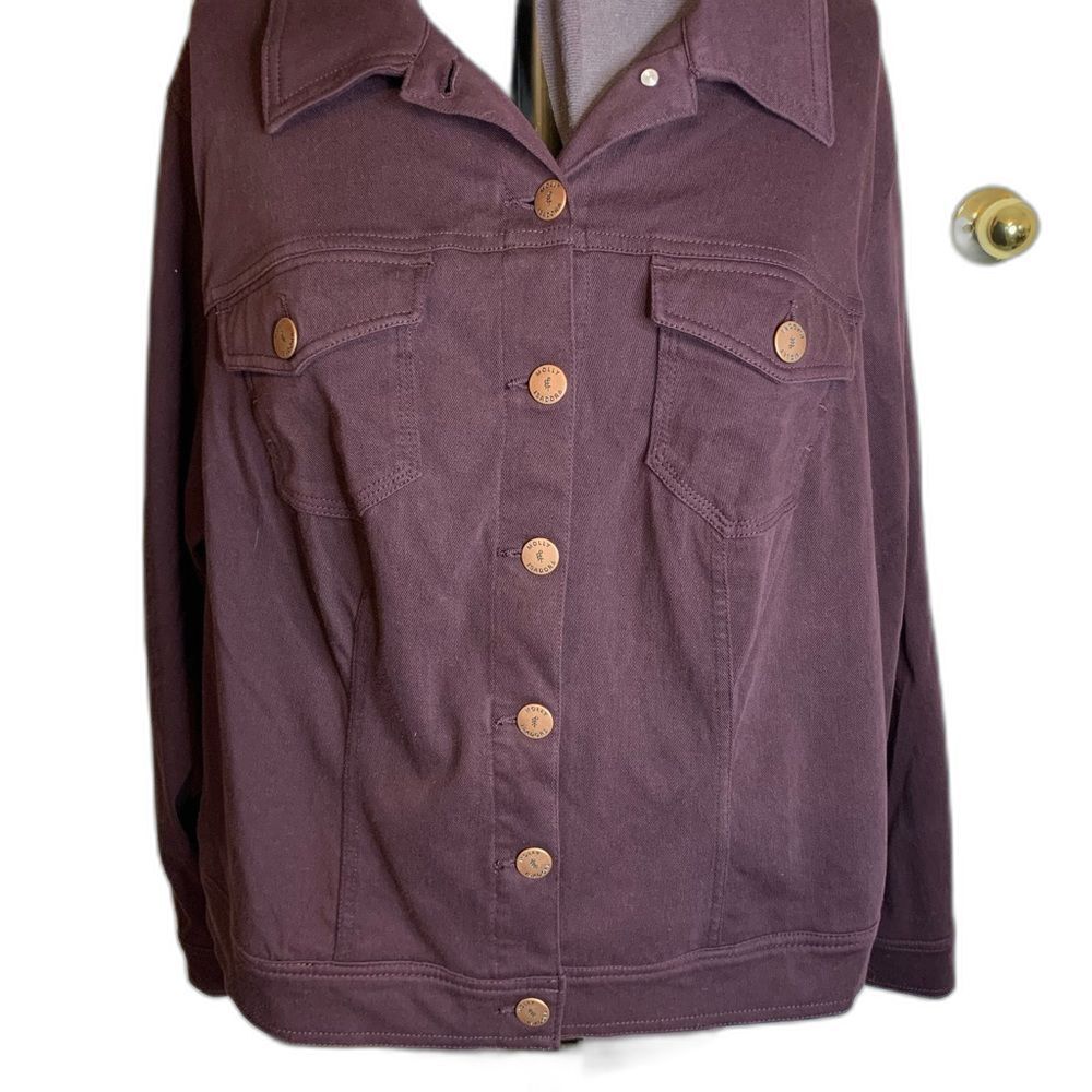 Molly & Isodora Plum Denim Jacket Button Up Long Sleeve Plus Size 4X